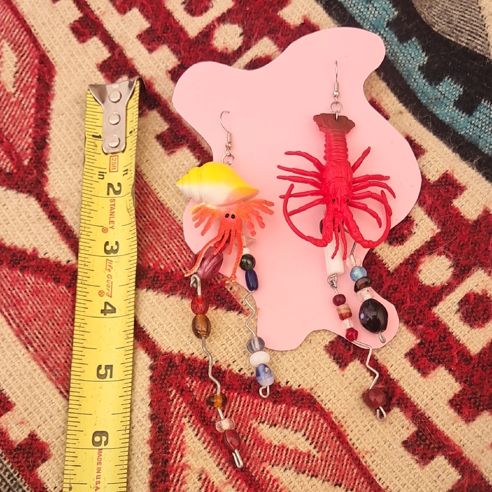 Colorful Lobster and Octopus Earrings